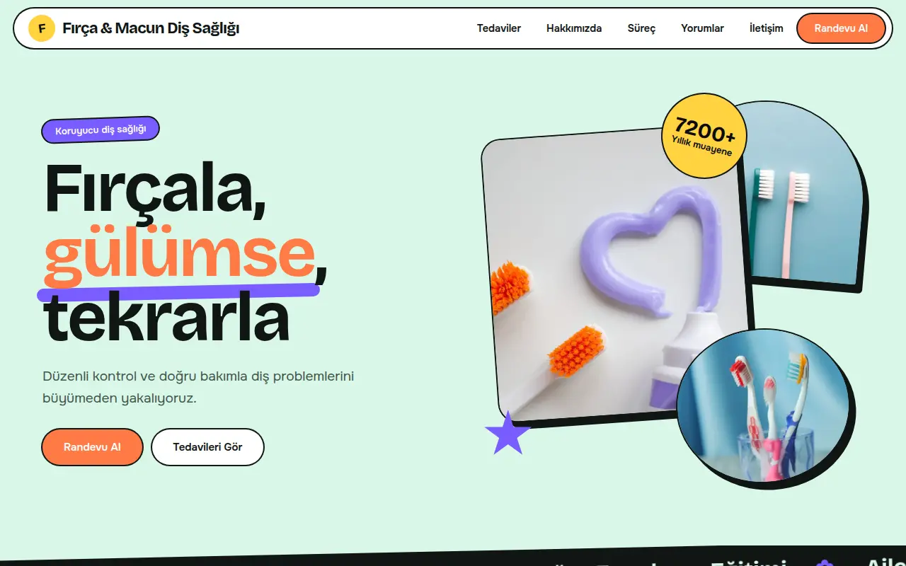 Modern Diş Kliniği Web Sitesi — Fırça & Macun Diş Sağlığı